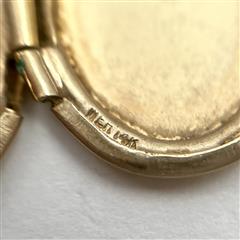 14k Yellow Gold Vintage Classic Engraved Oval Locket Pendant